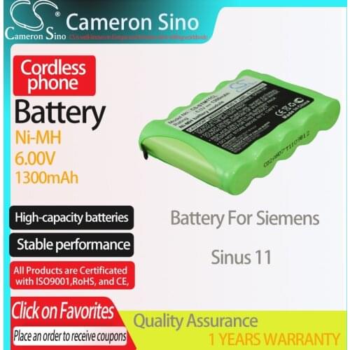CameronSino Battery for Siemens Sinus 11 fits Telekom Sinus 11 Cordless phone Battery,Landline battery 1300mAh 6.00V Ni-MH Green