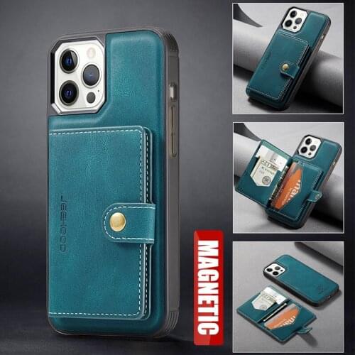 PU Leather Phone Case With Card Bag For Apple iPhone 12 11 Pro Max Xr Xs X 8 7 Phone Back Cover Flip Magnetic Stand Wallet Cases