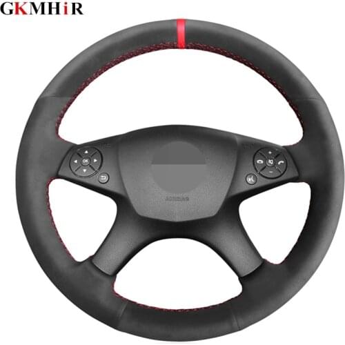Black Suede Red Marker Car Steering Wheel Cover for Mercedes Benz C280 C230 C180 C260 C200 C300 W204 C-Class 2007-2010