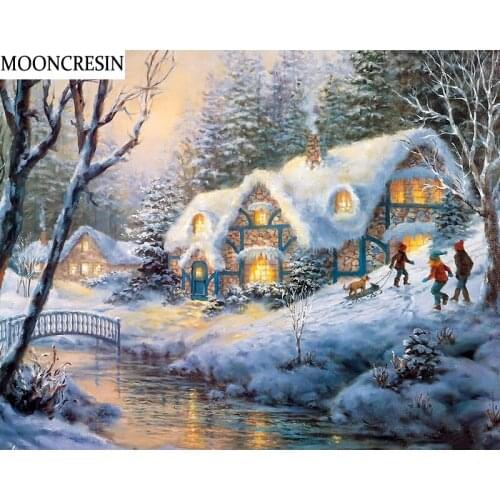 Diy Diamond Embroidery Snowhouse Mosaic Crystal Of Rhinestone Christmas 5D Diamond Painting Scenery Cross Stitch Home Decoration
