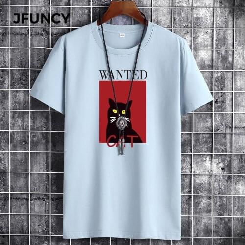JFUNCY 2021 Summer Cotton Plus Size Men T-Shirts Fashion Streetwear Short Sleeve Graphic Casual Man T Shirt Clothing Tops Tees