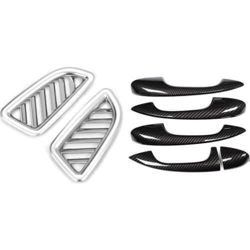 Dashboard Air Conditioning Outlet Vent Cover Trim with ABS Carbon Fiber Door Handle Cover Trim Sticker