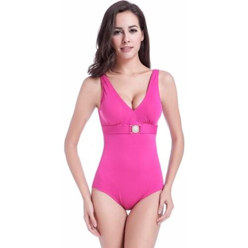 Buckled Center Beachwear Removable Padding Swim Suit Fat MM Large Women Bathing Suits Low Back Plus Big Size One Piece Swimwear