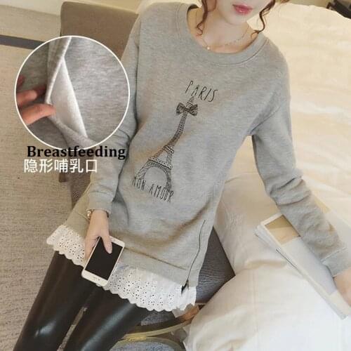 Moms Fashion pregnancy Maternity Clothes Maternity Tops/T-shirt Winter Warm Breastfeeding shirt Nursing Tops for pregnant women
