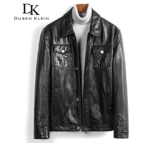 Men Genuine Leather Jacket Real Sheepskin Jackets Casual Short Black Pockets 2020 Autumn New Jacket for Man Y516