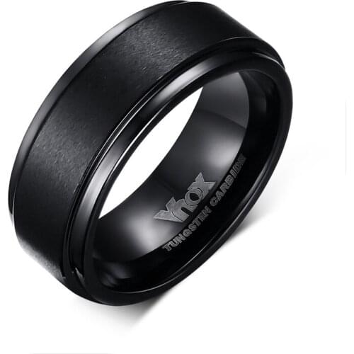 Mens Black Matt Finish Engagement Ring in Tungsten Carbide Free Engraving
