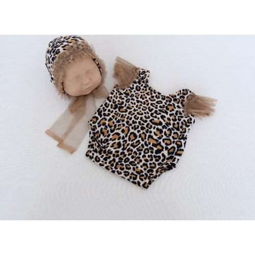 2020 New Baby Clothes Newborn Photography Props Lace Leopard Romper /Hat Baby Photo Props Outfit Studio Accessories Photoshoot