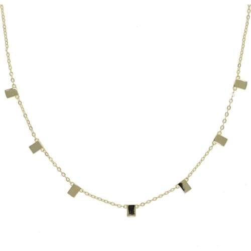 New design simple design square geometric tag link chain gold silver color fashion women geometric choker necklace