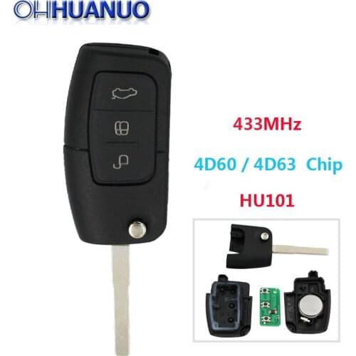 New Modified Folding Car Remote Control Key 3 Buttons 433MHz with 4D63/4D60 Chip for Ford Fiesta 2009-2010