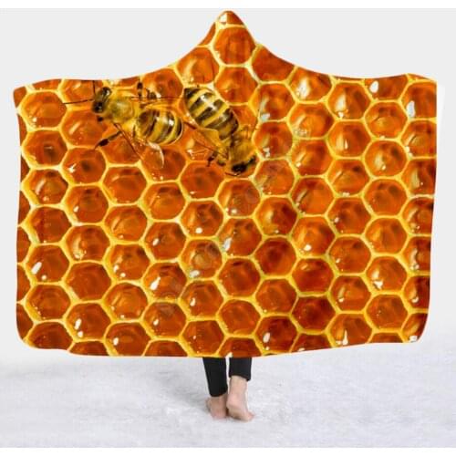 Plstar Cosmos Bee Hooded Blanket 3D full Printed Wearable Blanket Adults men women kids Boy Girl Blanket