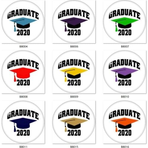 GRADUATE 2020 school 10pcs mixed 12mm/18mm/20mm/25mm Round photo glass cabochon demo flat back Making findings B8004