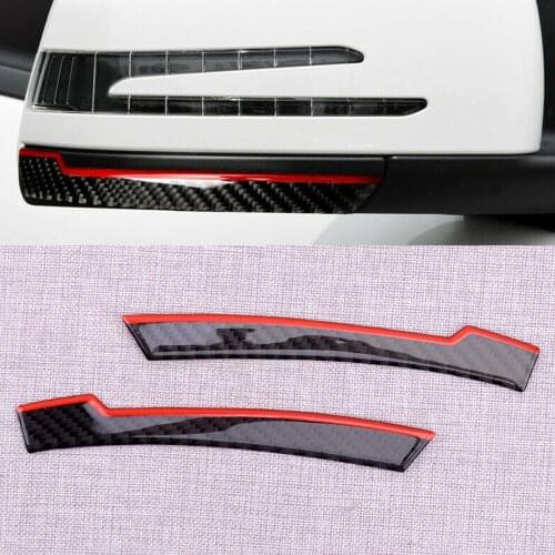 NEW 1 Pair Door Mirror Bottom Strips Edge Trim Anti-Collision Guard Fit For Benz W176 W246 W204 W212 X156 GLE Carbon Fiber