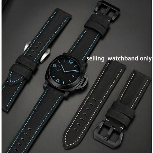 Nylon carbon fiber genuine leather bottom watch strap forpam01441 and pam01661 series watchband 22mm24mm 26mm canvas watch strap