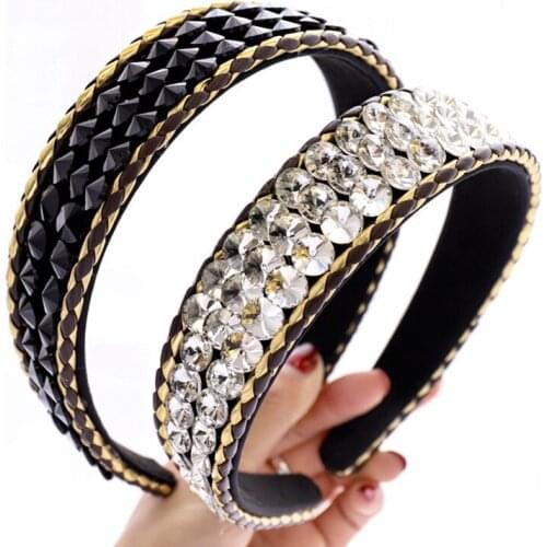Christmas Vintage 3 Layers Full Glass Rhinestone Bezel Hairband Women Headband Girls Hair Accessories Opaska Do Wlosow Headwear