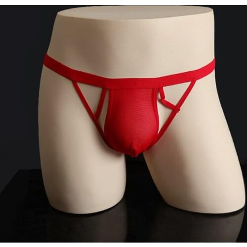 Sexy transparent mesh breathable mens fun underwear hollow out briefs t-pants 2131