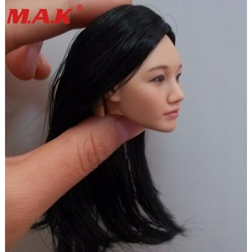 1:6 Scale Female Girl Lady Black Long Hair Head Sculpt KM-38 Headplay Figure Head Model For 12'' Action Figure Collection Doll