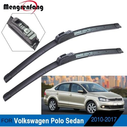 Car Front Windscreen Wiper Soft Rubber Wiper J Hook Arms For Volkswagen Polo Sedan 2010 2011 2012 2013 2014 2015 2016 2017