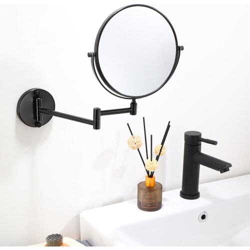 Dressing Mirror Wall Mounted 8 inch Magnifying two-sides Mirror Space aluminum Black Makeup Mirror Cosmetic Mirror Lady Gift