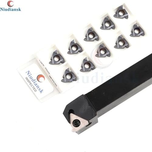 10pcs 16ER AG60 16IR AG55 Thread Carbide Inserts +1pc SER2525M16 SER3225P16 External Thread Turning Tool Holder Turning Tool Set