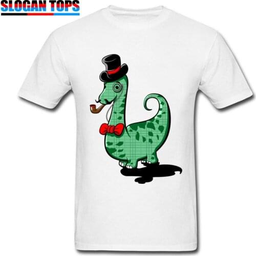High Quality Men T-Shirt Dinosir Funny Tees Dinosaur Gentleman Print T Shirt 100% Cotton Short Sleeve Casual Tshirt Cute Tops