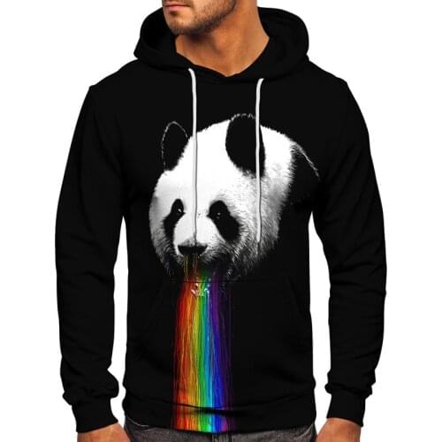 WBDDT Hoodie 3d Animal Panda Hoodies Men Women Sweatshirts Hooded Kids Panda Pullovers Boys Girls Tops Hip Hop 3D Autumn Black