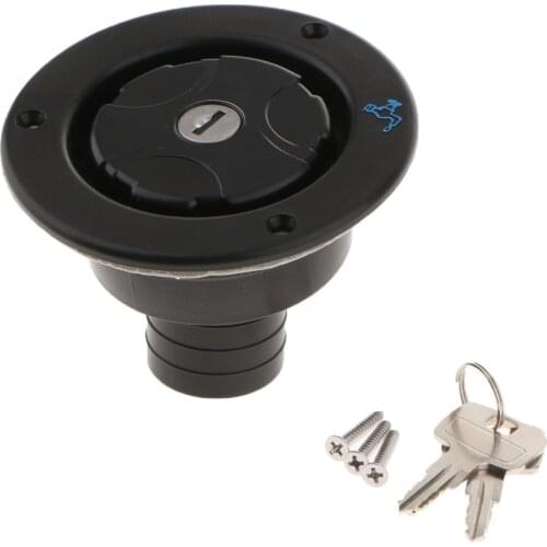 Lock +Key+ Black -On Gas Fuel Tank Door Cover Cap Universal Fit