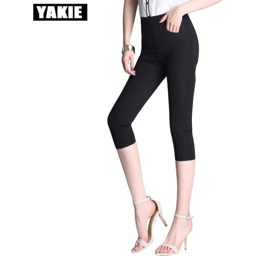 Plus Size S-4XL Summer Womens Elastic High Waist Capris Pants Candy Color Casual Skinny Pencil Pants Comfortable Women Pants