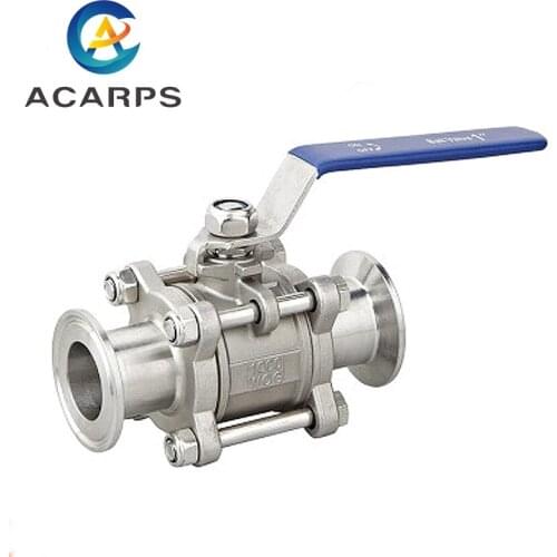 1/2" 3/4" 1" 1-1/4" Three Piece Quick Fit Ball Valve 304 Stainless Steel Clamp Formula Valve