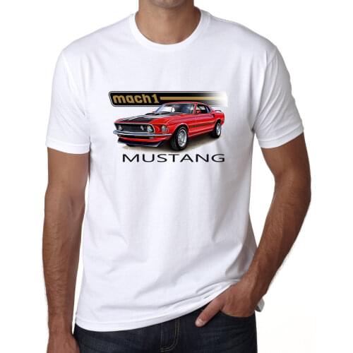 2019 Fashion Hot sale Mustang Mach 1 1969 Mens T shirt Italian car fans Top Racings Car White DT Tee shirt
