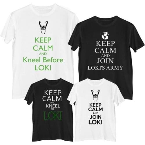 2021 New Marvel Loki Shirt God of Mischief Keep calm and kneel to loki T-Shirt Horned Helmet Tshirt Superhero Tee Gift For Fans