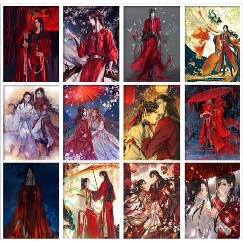 5D Full Square Round Drill Diamond Painting Anime Tian Guan Ci Fu Diamond Mosaic Cartoon Embroidery Cross Stitch Set Home Decor