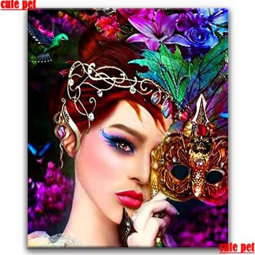 DIY Diamond Painting Prom mask woman puzzle Full Square Round Painting Cross Stitch 5D Rhinestones Mosaic Gift Home Decoration