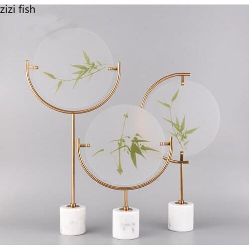 Bamboo Screen Decoration Desk Decor Acrylic Ornaments Living Room Decorative Alloy Crafts Marble Base Vintage Home Decor