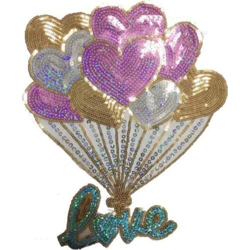 Biker Patches for clothing T shirt Love Balloons Sequined Sequins T-shirt Womens Fashion Top Shirt Womens Iron on Patch Clothes