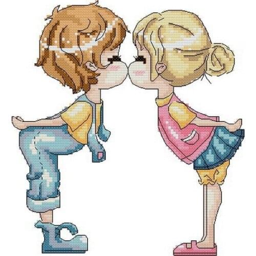 Free delivery Top Quality popular counted cross stitch kit kissing kiss love Valentine gift