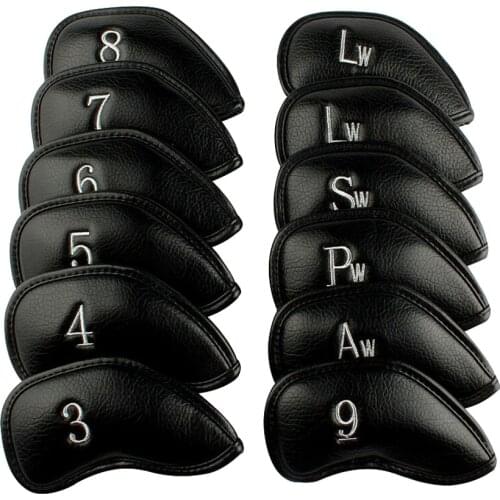 Black PU Leather Golf Iron Head Covers Golf Club Putter Head Covers Protector Golf Accessories WHShopping