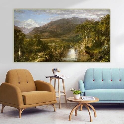Citon Frederic Edwin Church《The Heart of the Andes》Canvas Art Oil Painting Artwork Picture Backdrop Wall Decor Home Decoration