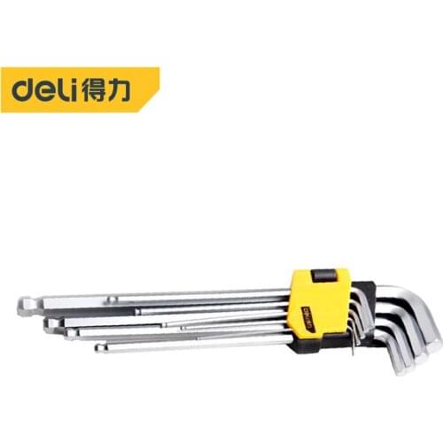 Deli 9PCS Double-End L-Type Screwdriver Hex Wrench Set Allen Key Hexagon Flat Head Spanner CR-V Steel Key Set Hand Tools