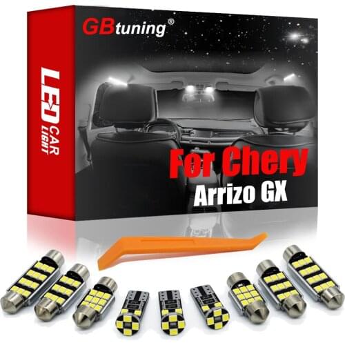 GBtuning Canbus Error Free LED 10PCS For Chery Arrizo GX 2018 2019+ Vehicle Interior Dome Map Bulb Trunk Indoor Lamp Light Kit
