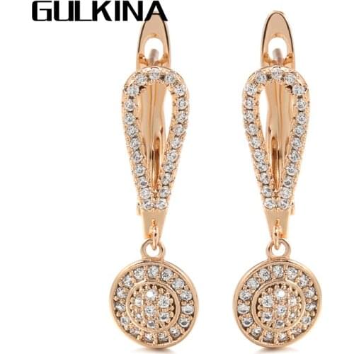 Gulkina 585 Rose Gold Earings 2021 Natural Zircon Long Tassel Dangle Earrings Bridal Wedding Jewelry
