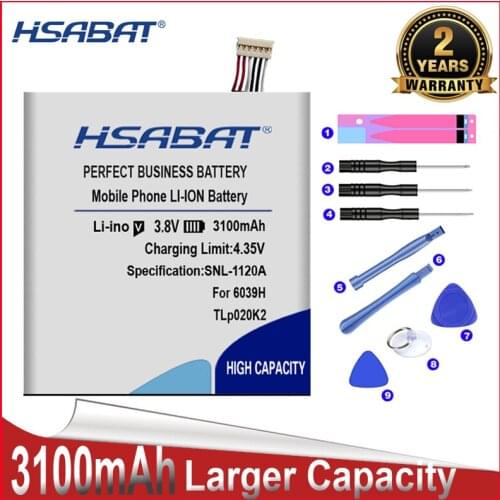HSABAT New Battery TLp020K2 3100mAh for Alcatel One Touch 6039H 6039Y 6039K