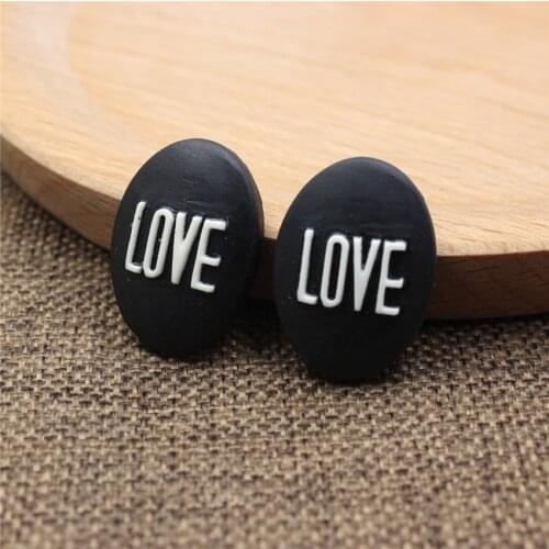 18x25mm FlatBack Love Letter Resin Pattern Cameos Cabochons For Settings Base Blank Tray Approx Necklace Making 20pcs K06202