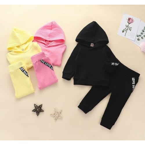 0-3Yrs Baby Girls Hooded Clothes Set Cotton Infant Kids Long Sleeve Tops Striped Pants Autumn Spring Outfits
