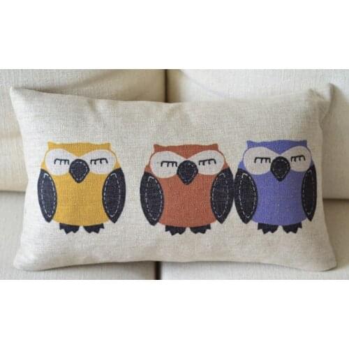 Creative cute owl Pillow cover,cartoon cushions,Linen Pillow case office Pillows home Decorate Sofa Cushion Cover