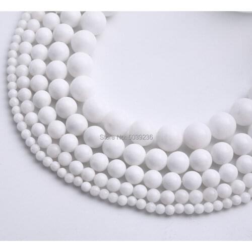 Wholesale White Glass Beads Natural Stone Round Loose Spacer Beads 4 6 8 10 12mm DIY Bracelet Jewelry Making Accessories
