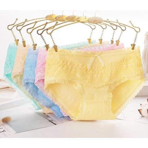 Lace sexy ladies panties small bow cotton big lace slimming ladies briefs
