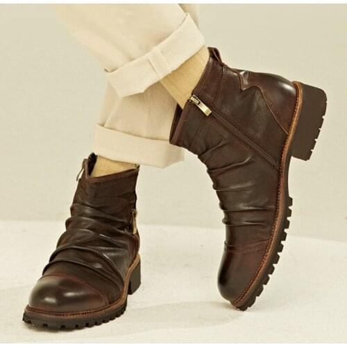 Fashion Retro Ankle Leather Men Boot High-Top Outdoor Desert Boots Men Shoes Vintage Style Cowboy Winter Boots Big Size Hombre 2