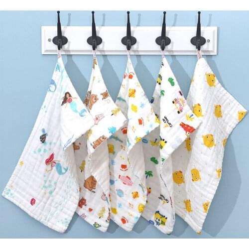 Muslin Cotton Baby 6 Layer Towel Handkerchief Colorful Kid Wipe Cloth Newborn Baby Face Towel Bibs Feeding Bath Towelf for Kids