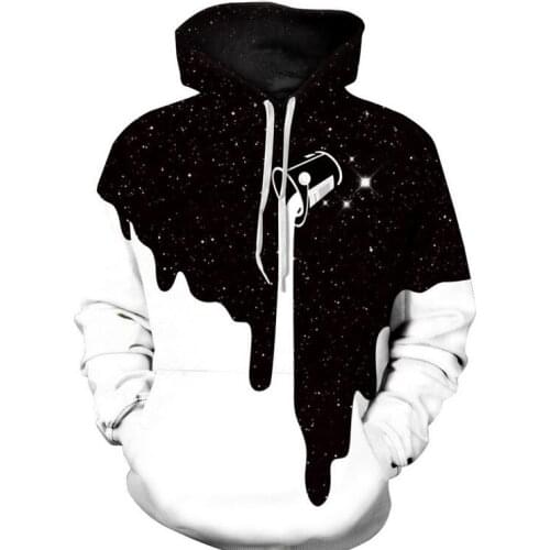 S-XXXL Autumn Winter Men/Women Hoodies Black White milk 3D Print Sweatshirts Hooded Hoodies Pullovers With Hat Windbreaker
