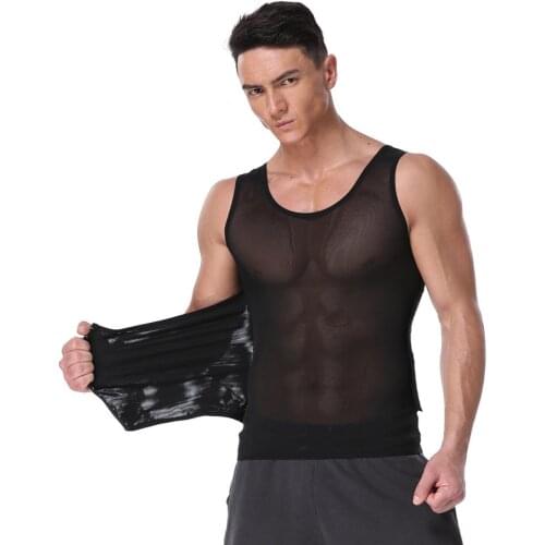 Mens Tummy Control Shapewear Vest High Waist Slimming Waist Trainer Body Shaper Seamless Shaping Mesh Tight Tank Top Fashion